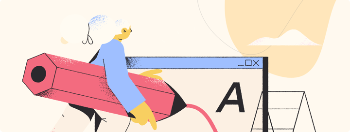 illustration of a person writing with a large pencil