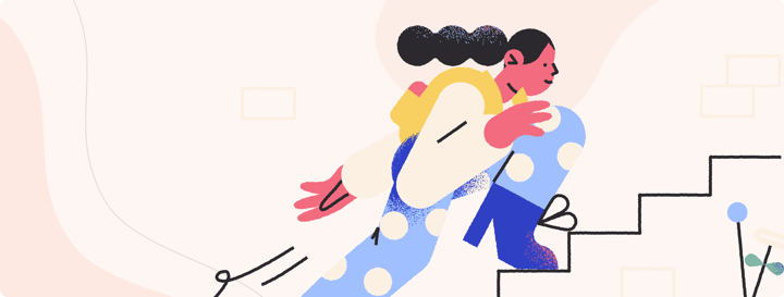 illustration of a person climbing the stairs