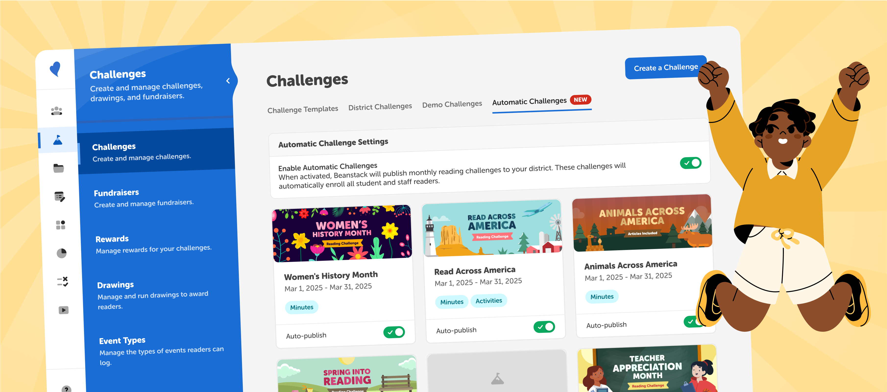 Automatic Challenge dashboard in Beanstack