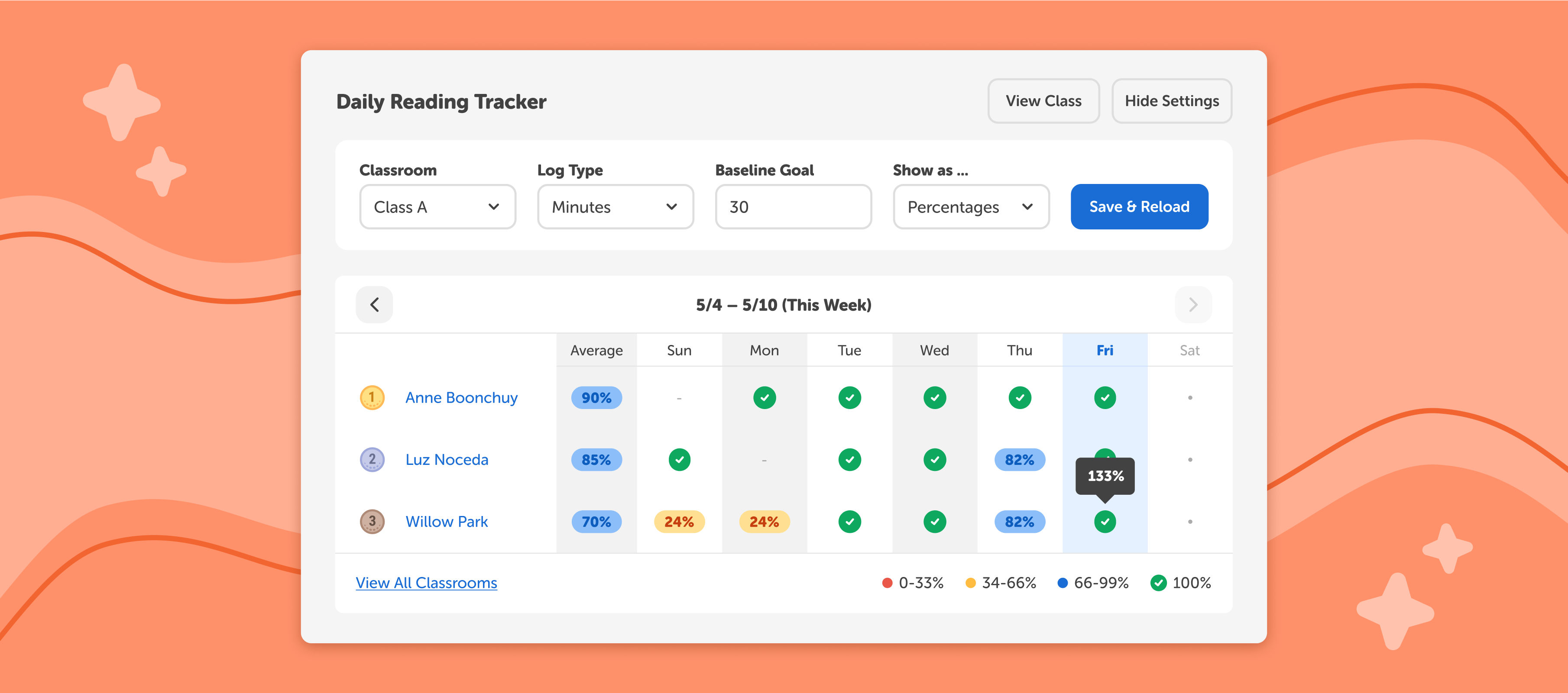 Beanstack's daily reading tracker