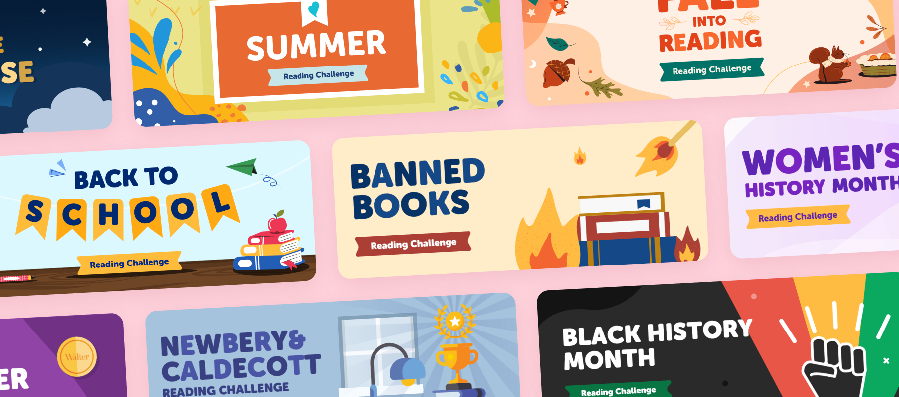 reading challenge artwork for banned books and Black history month