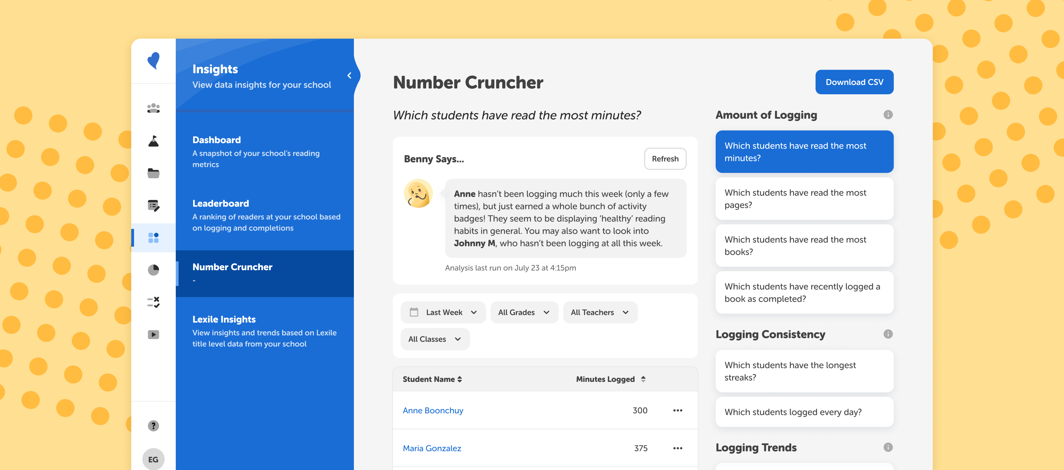 Benny's Number Cruncher Report