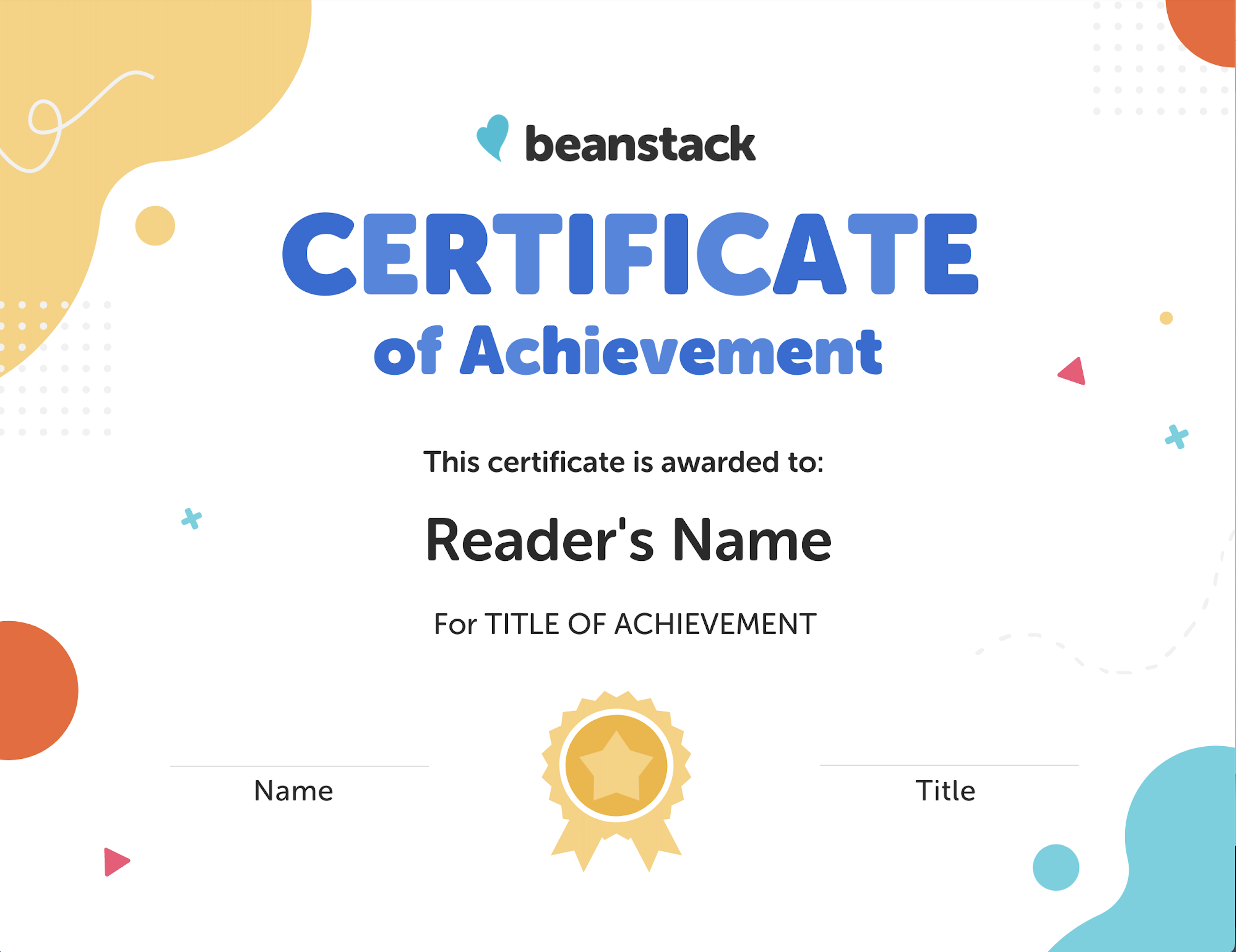 Beanstack Certificate of Achievement - PNG preview image