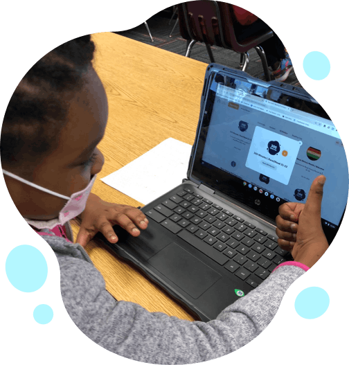 Elementary student logging reading in Beanstack program