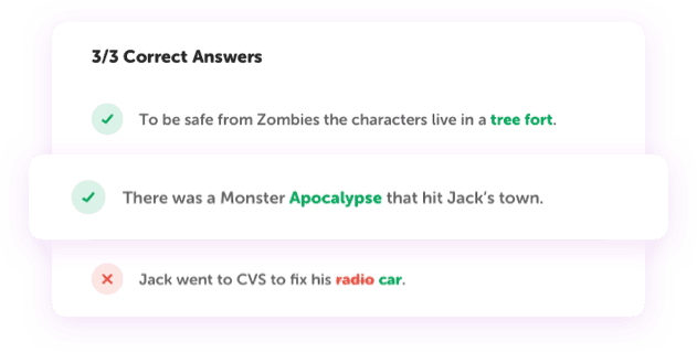Sample reading comprehension questions for The Last Kids on Earth