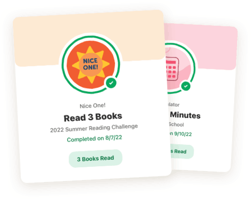 Reading challenge achievement badge for reading three books