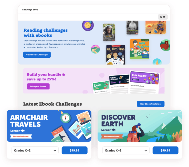 Lerner ebook reading challenges available in Beanstack