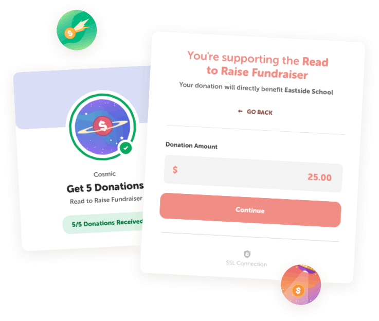 Reading fundraiser donation site and achievement badge