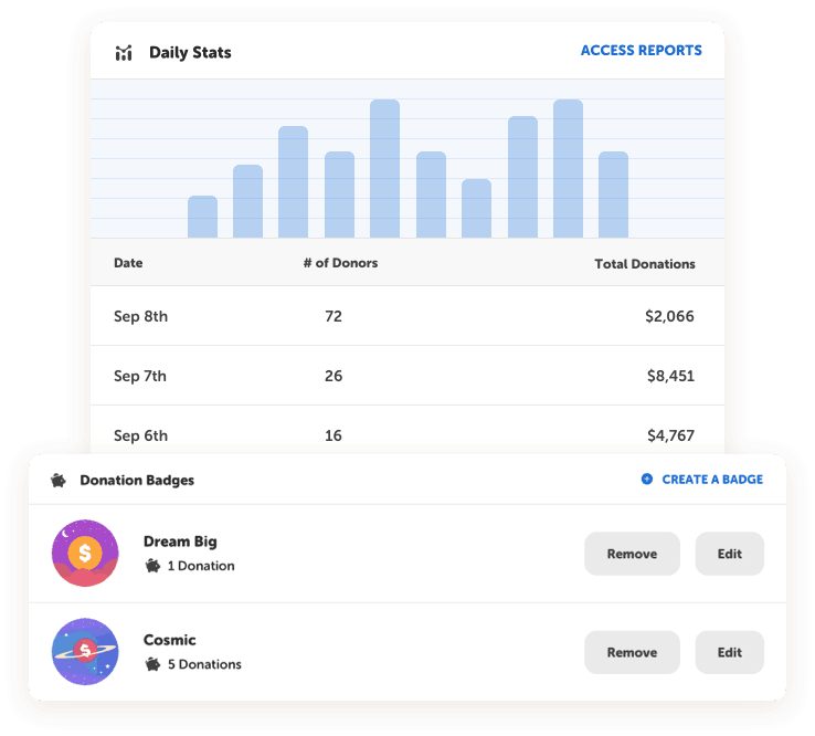 Reading fundraiser report tracking daily donations