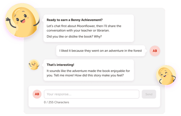 A Book Talk where Benny asks a student whether they liked the book and why