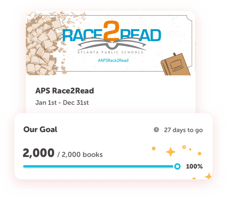 A schoolwide reading challenge with its goal progress