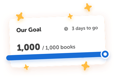 Beanstack community reading goal showing 1,000 of 1,000 books read