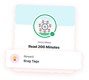 Beanstack badge for reading 200 minutes with a Brag Tags reward