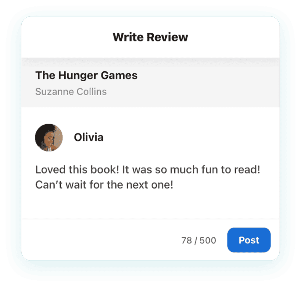 Student book review interface for sharing reading reflections and recommendations