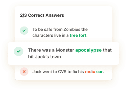 Reading comprehension questions to test student reading integrity